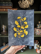 Peinture Originale à l'Aquarelle - Branche de Ginkgo Biloba