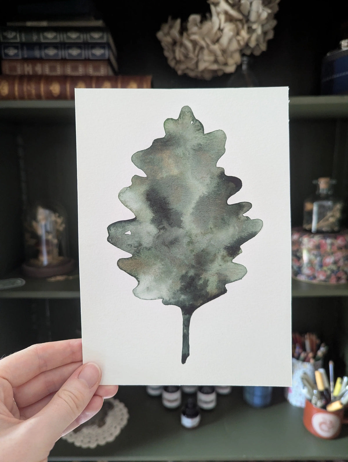 Peinture Originale à l'Aquarelle - Feuille de Chêne - A5