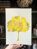 Peinture Originale à l'Aquarelle - Feuille de Ginkgo Biloba
