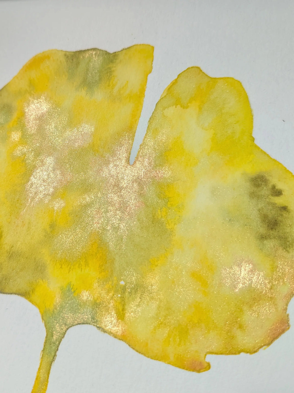 Peinture Originale à l'Aquarelle - Feuille de Ginkgo Biloba