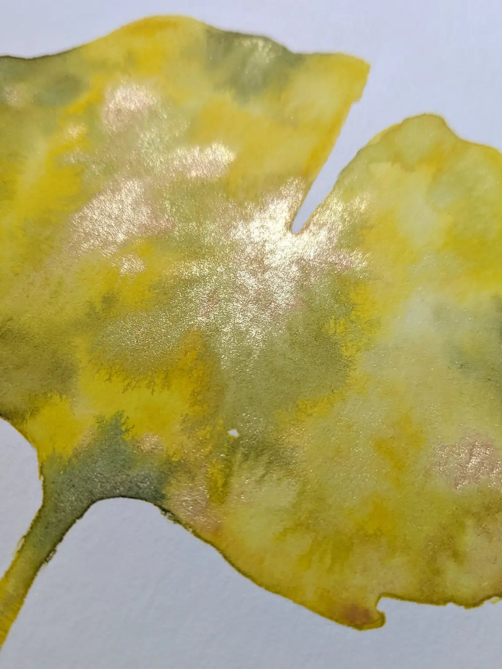 Peinture Originale à l'Aquarelle - Feuille de Ginkgo Biloba