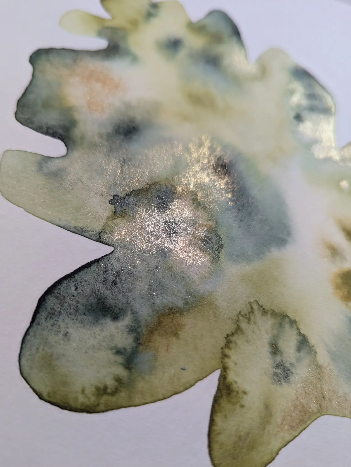 Peinture Originale à l'Aquarelle - Feuille de Chêne - A4