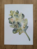 Peinture Originale à l'Aquarelle - Feuille de Chêne - A4